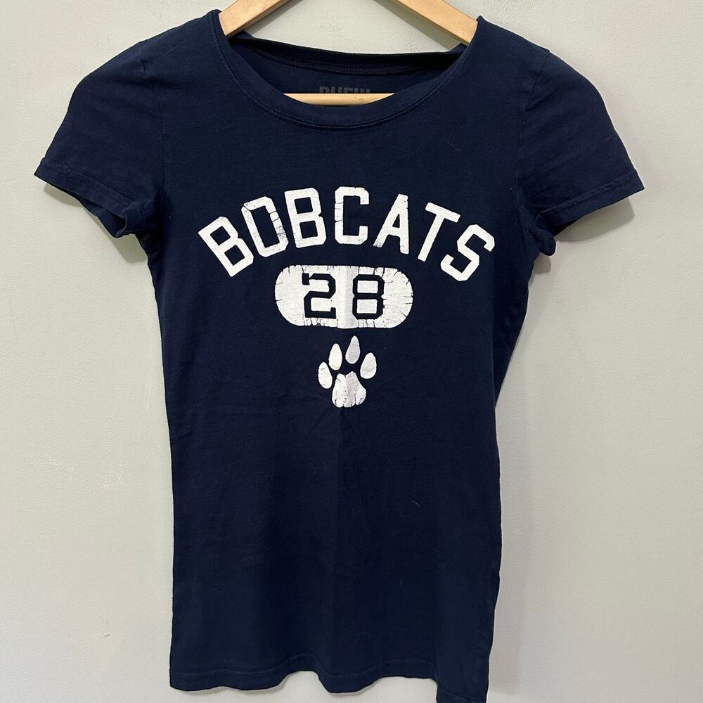 Vintage Ruehl No 925 Top Womens Small Blue Bobcats 28 Graphic Tee Y2K Grunge